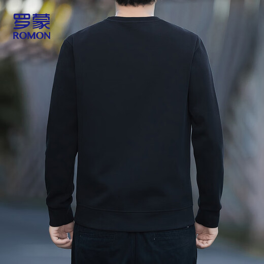 ROMON sweatshirt men's autumn and winter long-sleeved pullover T-shirt casual top comfortable jacket bottoming shirt 8170 black 2XL