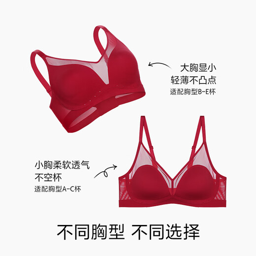 Admiration Zodiac Year Gift Box Red Bra and Panties Set No Wires Seamless Big Breast/Small Breast Underwear Set Big Breasts Show Small Set - Lucky Red Gift Box Style M (165)