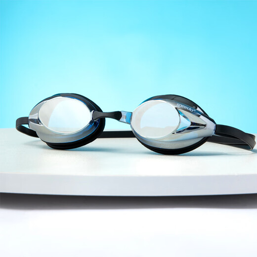 Speedo swimming goggles Speedo small frame swimming goggles high definition anti-fog waterproof training goggles racing swimming lake blue silver plated anti-fog agent + flat light