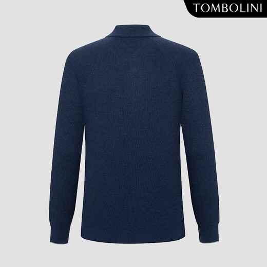 Dongbolini Men's New Autumn and Winter Relaxed Polo Style Wool Sweater Lapel Solid Color Sweater Twilight Blue One Size 52