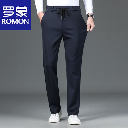ROMON Autumn and Winter Men's Casual Pants Loose Straight Elastic Waist Sports Casual Pants Plus Fat Men's Long Pants Black Winter Style Velvet 7XL Suitable for 215-230Jin Jin is equal to 0.5 kg