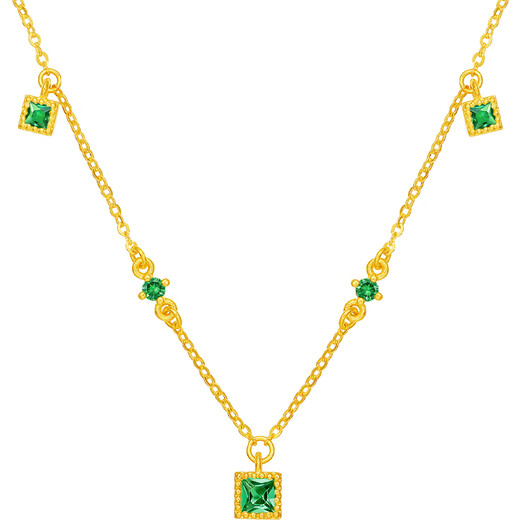 Saturday Welfare Lottery Gemstone Garnet Gold Pure Gold Necklace Birthday Gift for Girlfriend J0612457 About 2.35g 40+5cm