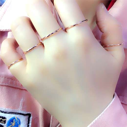 Mrs. Caizhi Jewelry Pure 14k Rose Gold Couple Ring 585 Purple Gold Ring Pair of Rings for Gift Women No. 22