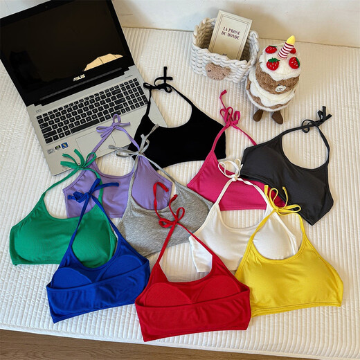 Ruqiuyao 2025 new summer style hot girl sexy halterneck tube top women's outer vest backless underwear beautiful back bottoming bra red one size fits all (suitable for 80-125 Jin Jin equals 0.5 kg)