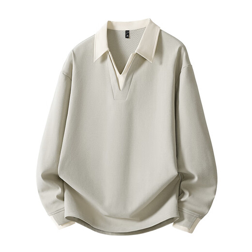 Catman American lapel color-blocked long-sleeved sweatshirt for men 2025 autumn and winter new loose casual fake two-piece top black 2XL