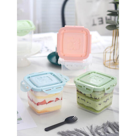 Le Yingfan box mousse thousand layer packaging box cheese yogurt dessert reusable soy milk box 650ml white jar transparent scale + fork spoon 1 piece 1000 pieces