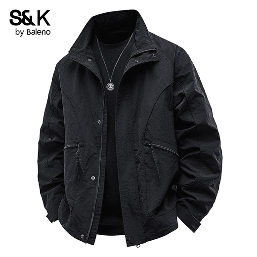 Baleno BALENOS&K work jacket men's 2025 new spring and autumn stand-up collar windproof top trendy solid color jacket JK8811 burgundy L size recommended 11-125Jin Jin is equal to 0.5 kg