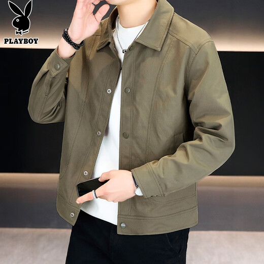 Playboy (PLAYBOY) jacket men's high-end jacket men's autumn and winter casual men's high-end trendy work clothes Khaki XL