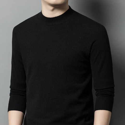 Deer King Optim cashmere sweater men's spring and autumn 2025 new men's half turtleneck plus fat plus size high-end worsted bottoming sweater dark blue S