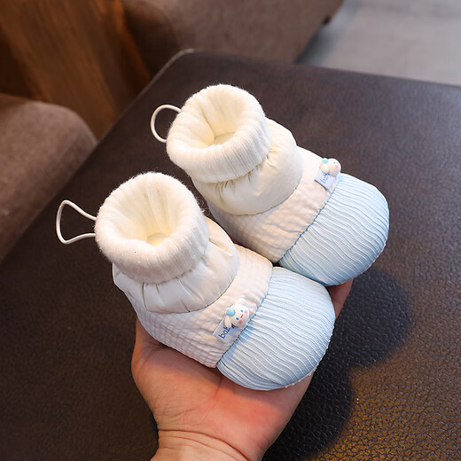 G.duck Schuhe und Socken für Babys und Kinder, 6 bis 12 Monate, rutschfeste Schuhe mit weichen Sohlen, 9 Baumwollschuhe für männliche und weibliche Babys von 0–1 Jahren, warm und samtig, beige, Welpen-Winterstil, plus Samt, S-Größe, geeignet für 0–6 Monate