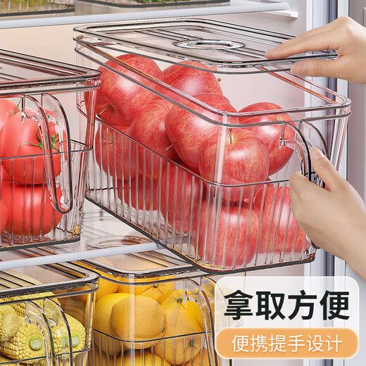Best Helper Refrigerator Storage Box Food Grade Refrigerator Fruit, Vegetable and Egg Fresh Box with Handle Packing Box Large Size 3 Pack