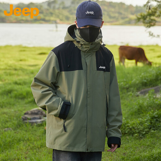 Jeep (JEEP) assault jacket men and women couple coat autumn and winter three-in-one functional three-proof men's clothing Matcha green men's style XL