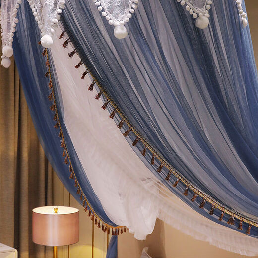 Yusenyi Customized 2022 New Installation-free Dome Ceiling Mosquito Net Home Princess Style Bedroom Hanging Floor-standing Tent Hair Ball-Rouge-Send Spare Suction Cup Without Light Double-layer Yarn 1 Point 2m 4 Feet Bed