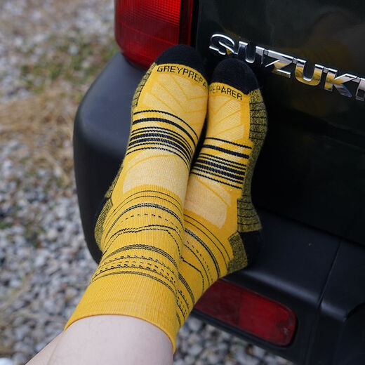 Gray Shell Outdoor Long Wool Socks Merino Wool Men's Anti-odor Shock Absorbing Anti-Slip Wear-Resistant Hiking Socks Black Gray - Thickened - Long L (Suitable for Sizes 42~45)