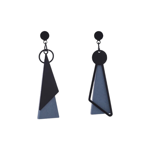 Core luxury irregular geometric blue earrings for women retro niche exaggerated earrings simple design temperament earrings haze blue geometric earrings