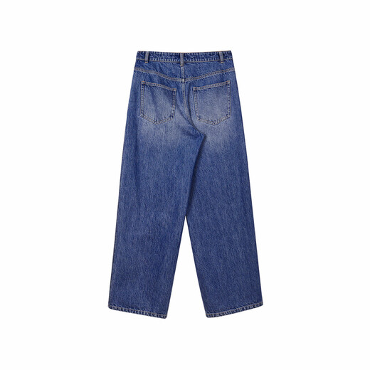 LESS【Samuel系列】不对称门襟设计感棉质直筒牛仔裤女2O0E12170 992牛仔兰 L