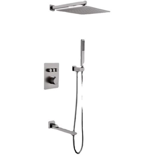 Hansgrohe all-copper concealed wall-mounted constant temperature shower set shower booster built-in hidden wall outlet hidden pre-buried gun gray three-function thermostatic 12-inch shower