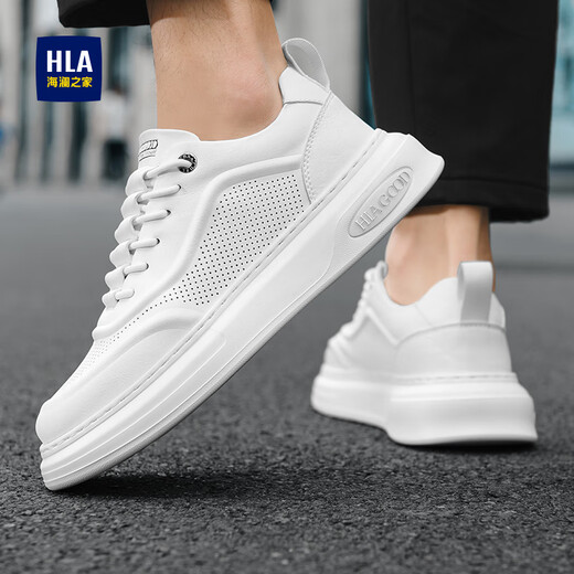 海澜之家男鞋秋冬2025新款经典板鞋男小白鞋增高男士运动休闲鞋透气鞋子男 白色 41 【运动码】