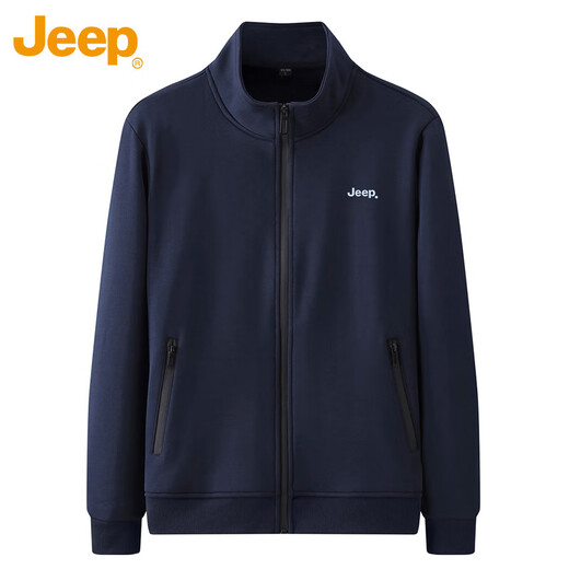 JEEP吉普卫衣男士外套秋冬季宽松休闲开衫潮流运动衣服男装 深蓝 2XL