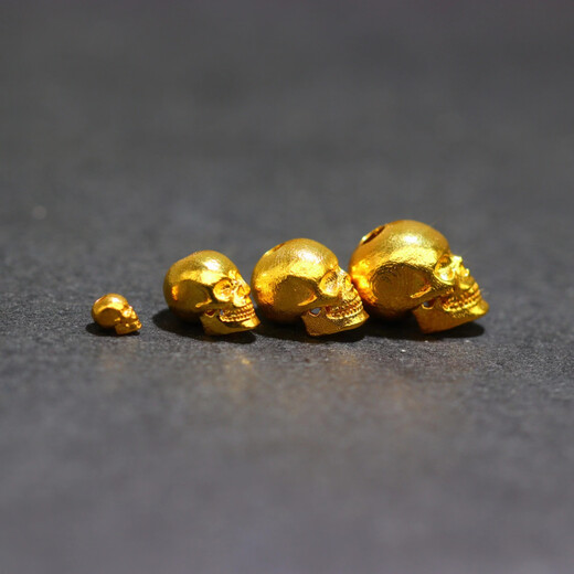 Mi Ling 18k skull corpse Buddha forest evil spirit literary play gold skull Buddha gold accessories diy main partition beads back cloud jewelry medium size 7mm