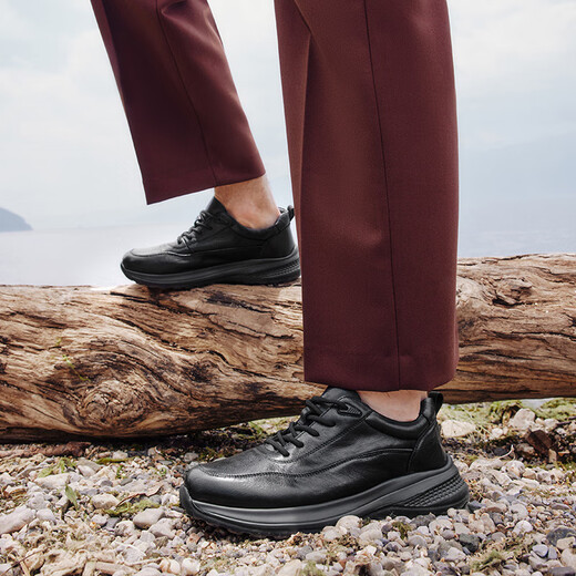 Belle Trendy Comfortable Casual Shoes Men's Shoes Cowhide Business Sports Shoes A1354AM5 Black Velvet Lining 40