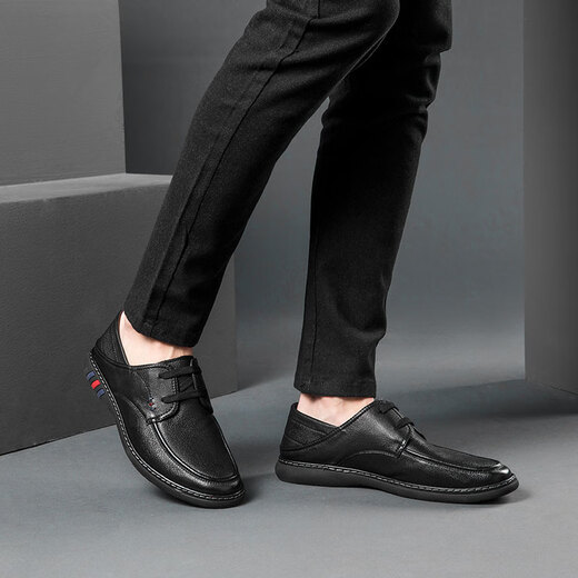 Aokang official men's shoes men's versatile business casual leather shoes fashionable genuine leather comfortable soft sole men's single shoes work shoes black 1253214046B 40 250mm