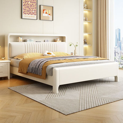 Huixun Jingdong's own brand bed Chinese style master bedroom king bed solid wood 1.8mx2m double bed small apartment bed single bed door-to-door delivery 1.5mx2m (frame structure)