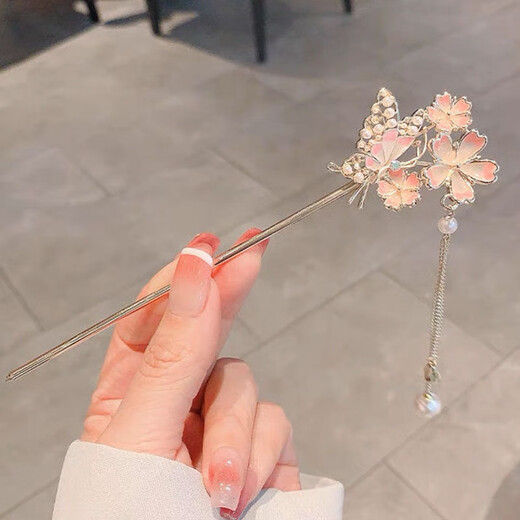 Su Shiliu antique flower hair accessories cherry blossom hairpin girl birthday gift high-end Hanfu cheongsam hairpin hairpin girlfriend small fresh enamel flower hairpin
