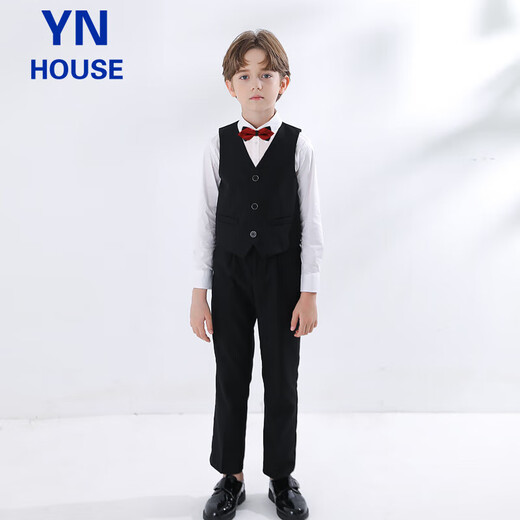 Yinuofang children's suit vest suit boy suit dress performance suit black vest suit 130CM