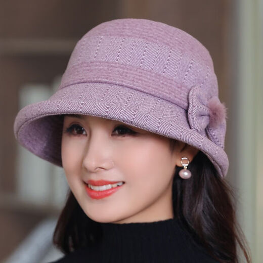 Bisi sheep middle-aged and elderly women's hats for autumn and winter mother's woolen basin hats old ladies and grandmothers cloth hats thickened fisherman hats 2319-deep khaki one-size-fits-all adjustable