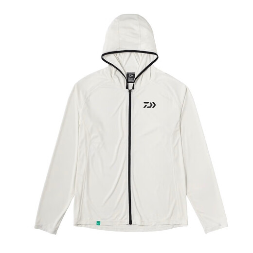 Dayiwa 24 new Japanese DE-5224 round neck shirt hooded sun protection shirt zipper quick-drying outdoor fishing clothing white M