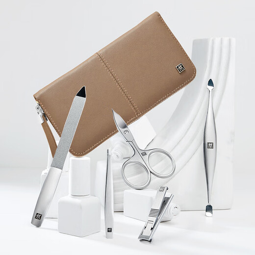ZWILLING nail care set, hand and foot nail clippers, nail clippers, tweezers, scissors, double-ended tool, nail file, manicure leather set, Yueji Model 5-piece set