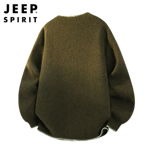 JEEP SPIRIT Jeep American style lazy style sweater men's autumn and winter Henley collar casual sweater jacket oatmeal gray XL