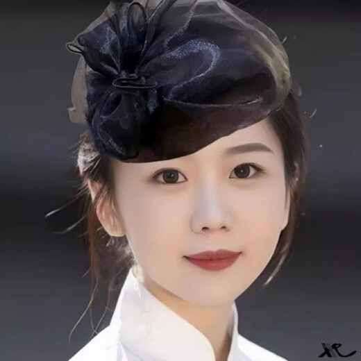 DING FEI enhances your temperament, double-layered yarn half-hat headband, hair accessory for women, fashionable to cover gray hair, stylish wide-brimmed headband, versatile style, double-layered bow organza half-hat, A13-304