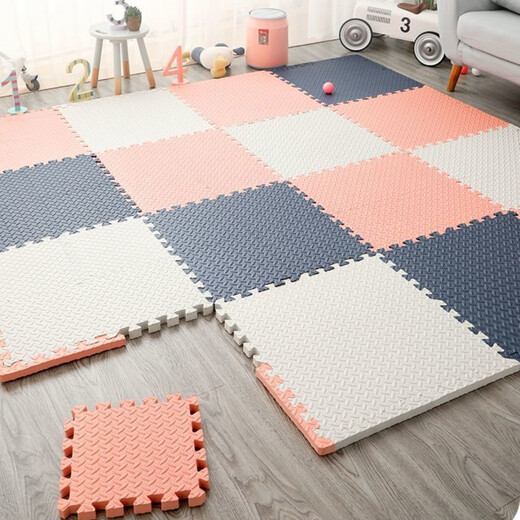 Jin Jin is equal to 0.5 kg Mu splicing foam floor mat thickened household climbing mat crawling mat tatami bedroom living room floor mat floor mat navy blue * red * white total 16 pieces 30 * 30 * 1cm