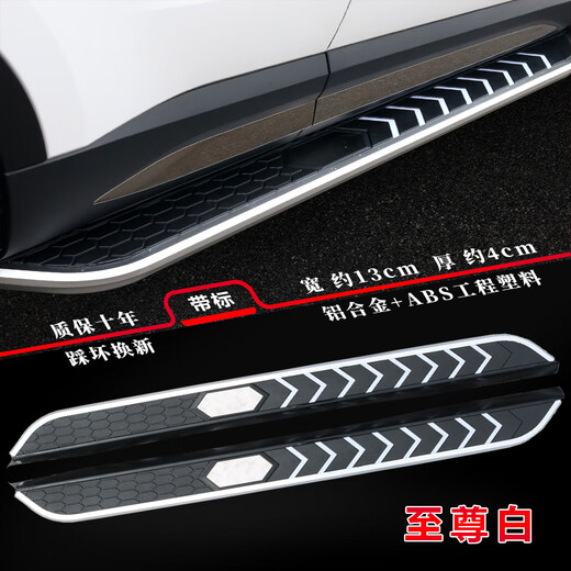 Suitable for Beijing BJ30 foot pedals, E magic core electric drive version, special aluminum alloy welcome thickened side pedals, white, special for Beijing BJ30, paired x without lights