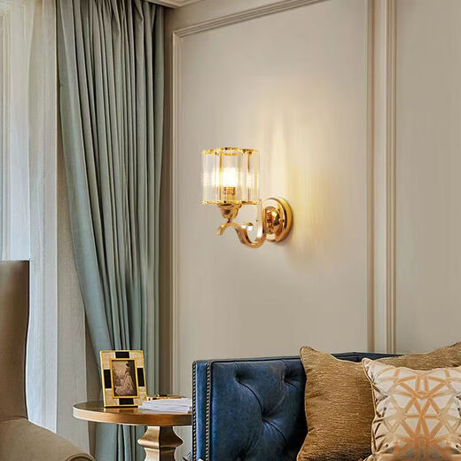 Yilin's new modern minimalist bedroom bedside lamp light luxury crystal wall lamp living room study corridor aisle stairwell lamp 09 models with LED three-color light 12W