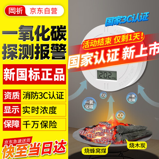 Gangqi carbon monoxide alarm detector household charcoal heating anti-CO poisoning gas alarm battery honeycomb coal stove smoke detector smoke alarm detection sensor JM-YJ-807