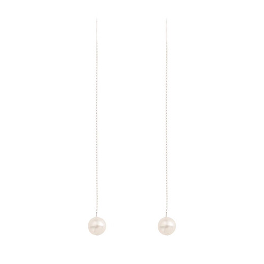 Lnieer925 silver mother-of-pearl ear wire 2025 new ear chain women's high-end long tassel earrings trendy earrings earrings pearl ear wire-6mm 925 silver