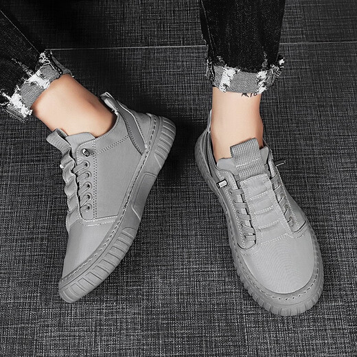 Pudi-Herrenschuhe Frühling und Sommer 2025 Neue atmungsaktive Brettschuhe für Herren komfortable Teenager lässige Sport-Leinwandschuhe FH-Jingyi-718 Gray 41