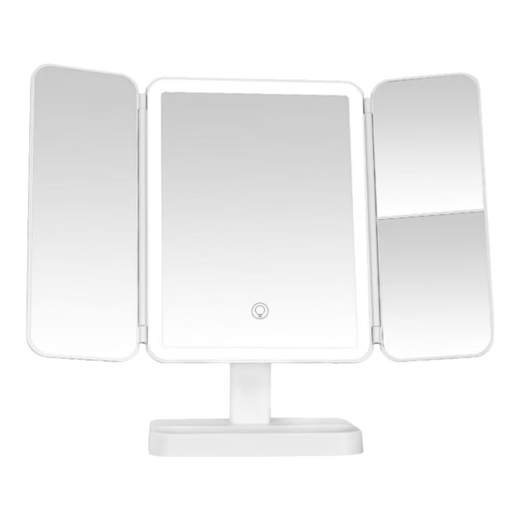 Meebordi mirror vanity mirror with light LED high-definition multi-fold magnification shell mirror folding vanity mirror desktop three-color infinity light beauty instrument cute lamp New Year's Day birthday gift for women