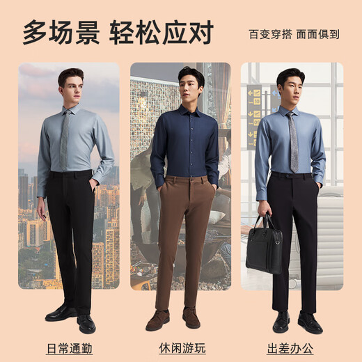 雅戈尔（YOUNGOR）衬衫男士秋冬青年男长袖衬衫羊毛混纺面料可机洗衬衫 藏青色素色VLQW119709FBA 39 （170/88A）