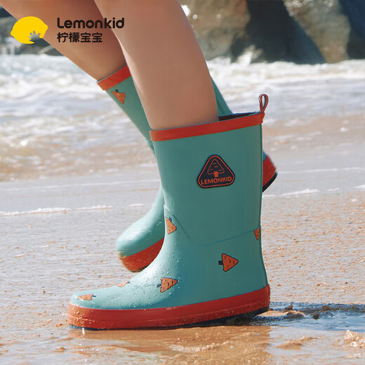 柠檬宝宝儿童雨鞋男女童胶鞋防滑防水鞋大童小学生雨靴 生椰抹茶 32码