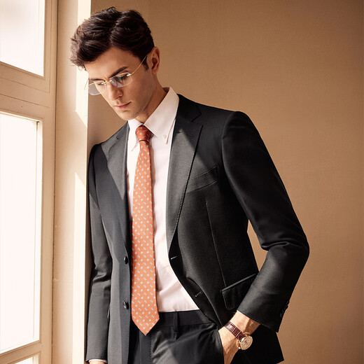 By Creations Perpin Wool Suit Men's Business Professional Formal Slim Fit High-End Groomsmen's Dress Groom's Wedding Suit Black Suit Size 50 For trousers size please consult customer service for remarks