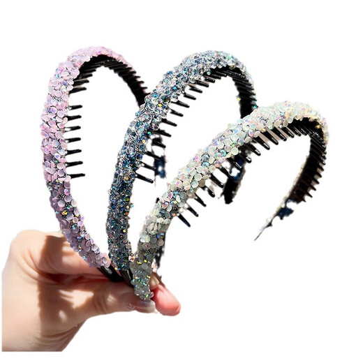 Tang Funi children's broken diamond hairband headband girl's hair accessories little girl new headband hairpin princess's broken hair does not tie the head of the girl's broken diamond headband - pink