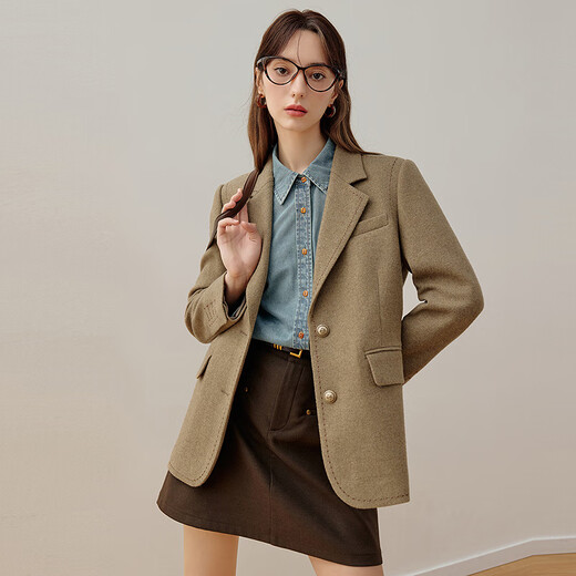 KBNE Хаки, повседневный блейзер, женский костюм, новинка 2025 года, формальный топ на работу, весна-осень, хаки S