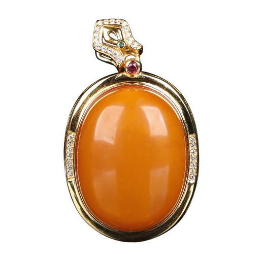 OUCERNY old beeswax pendant S925 silver inlaid with natural amber honey-filled chicken fat red large egg noodle pendant Baltic Sea gift for women silver inlaid beeswax pendant one thing one certificate free rope