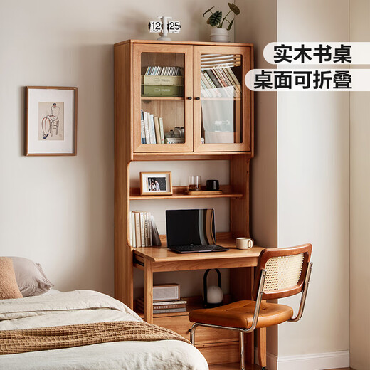 Lin's home solid wood folding desk bookcase integrated bedroom dressing table stool home small apartment small full series PK4V 0.8m bookcase desk