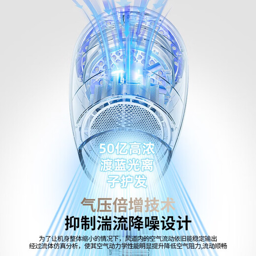 Xiaoya (XIAOYA) foldable quick-drying hair dryer student dormitory hotel negative ion household high-power hot and cold hair dryer high-speed hair dryer high-power motor Biao wind level - Smart White 800W dormitory folding + 5 billion blue light ion hair care