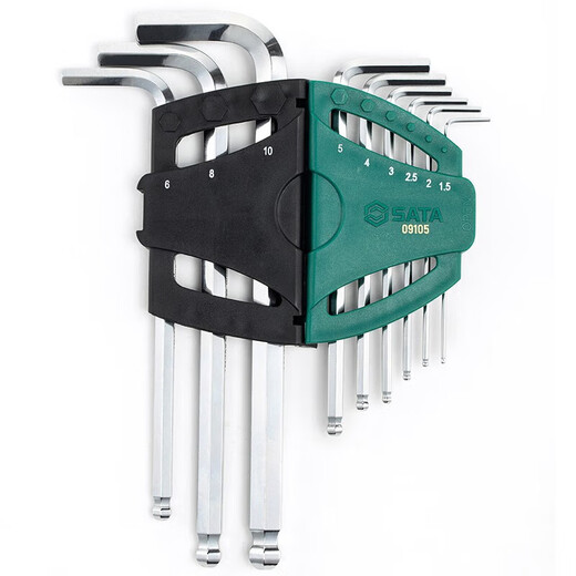 SATA metric extended ball head hexagonal wrench L-shaped hexagonal wrench set 9pcs 09105